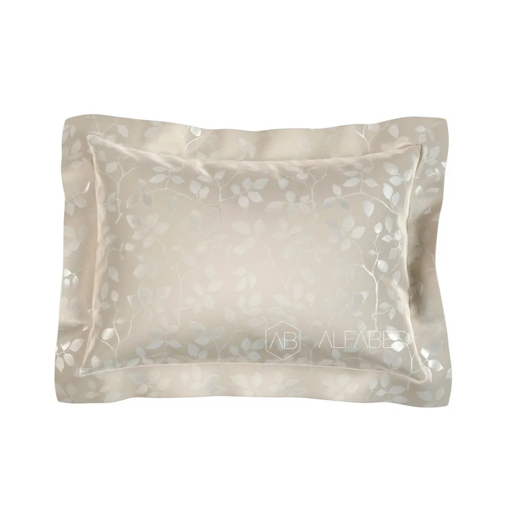 Pillow Case Lux Jacquard Cotton Taupe Tree Leaves 7