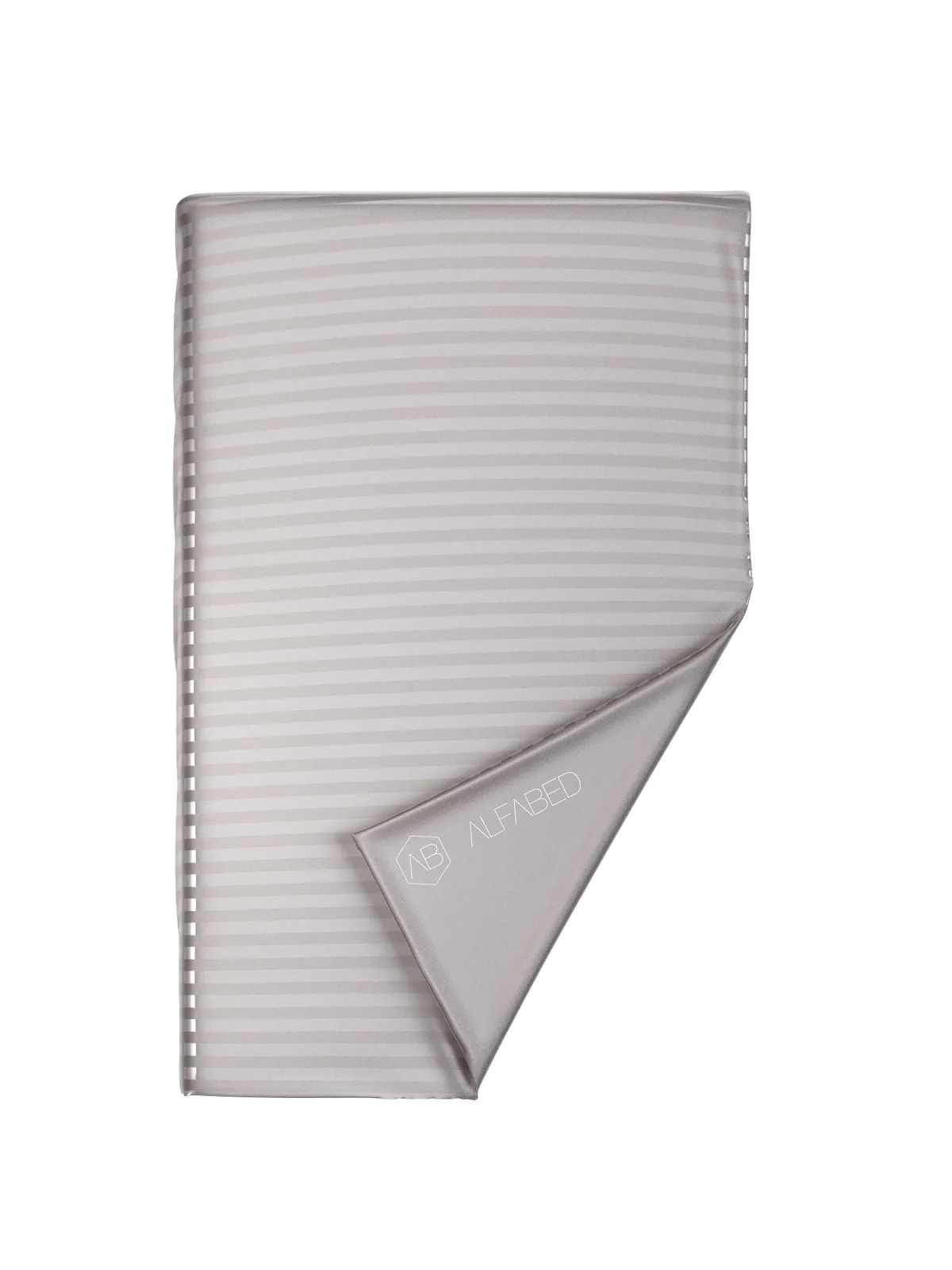 Duvet Cover Premium Woven Cotton Sateen Stripe Grey H F1 ZIP