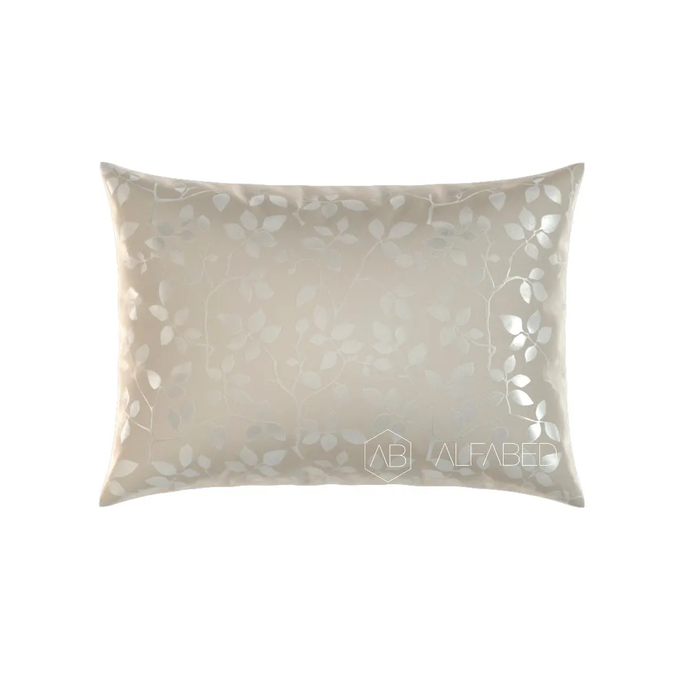 Fata de perna lux jacquard cotton taupe tree leaves standart 4 0