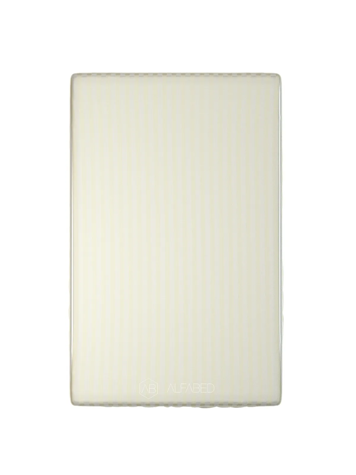 Pillow Top Fitted Sheet Premium Woven Cotton Sateen Stripe Cream V H-5
