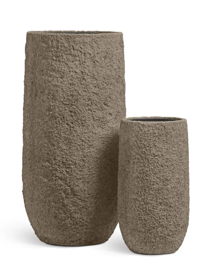 Кашпо TREEZ Effectory Terra Высокий конус тёмный беж в-55, д-30 см