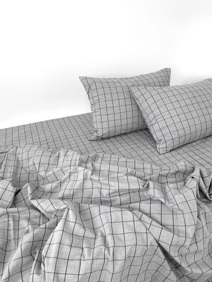 Uni sheet washed cotton grey denim square bez rezinki