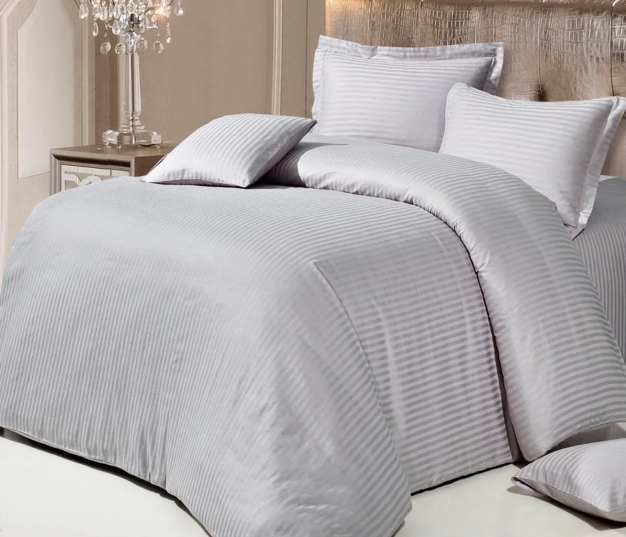 Set Lenjerie ALFABED Premium Woven Cotton Sateen Stripe Grey