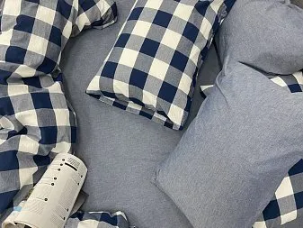 Set lenjerie ALFABET spălat bumbac Bleumarin pătrat