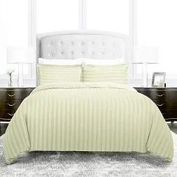 Set Lenjerie ALFABED Premium Woven Cotton Sateen Stripe Cream