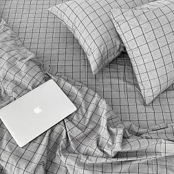 Fitted Sheet Washed Cotton Grey Denim Square H-45