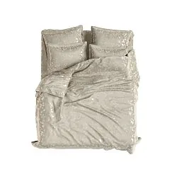 Set Lux Jacquard Cotton Taupe Tree Leaves
