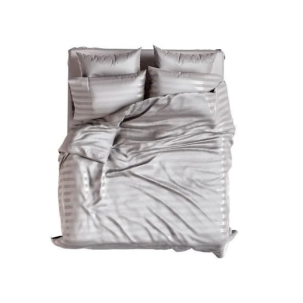 Set Premium Woven Cotton Sateen Stripe Grey