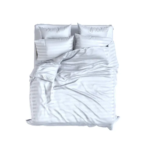 Set Premium Woven Cotton Sateen Stripe White