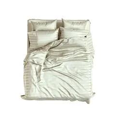 Set Premium Woven Cotton Sateen Stripe Cream