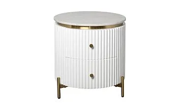 Тумбочка 2 ящика с мраморной столешницей d51*55см 77IP-GD009-TUMB/1
