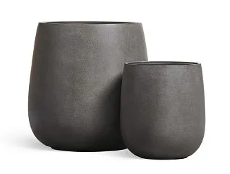 Кашпо TREEZ Effectory Beton Design-Чаша Тёмно-серый бетон в-35 см, д-32 см