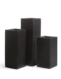 Кашпо TREEZ Effectory Black Stone Выскоий куб Антрацит 31х31 см, в-60 см 1/1