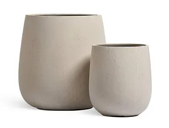 Кашпо TREEZ Effectory Beton Design-Чаша Белый песок в-35 см, д-32 см