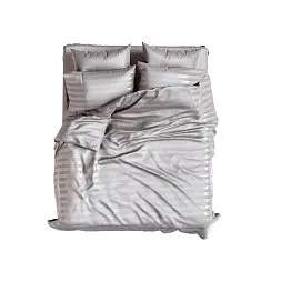 Set Premium Woven Cotton Sateen Stripe Grey