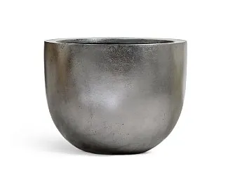 Кашпо TREEZ Effectory Metal Низкая конус-чаша Стальное серебро в-37, д-46 см