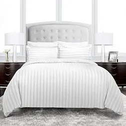 Set lenjerie ALFABET Premium țesute Bumbac Satin Stripe alb 3
