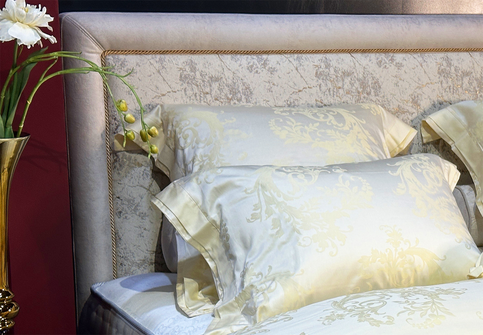 Fata de perna lux double face jacquard modal vineyard cream 5 4 flange modal creme