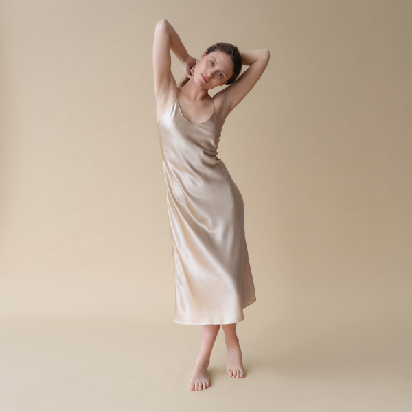 Сорочка длинная 100% Silk beige