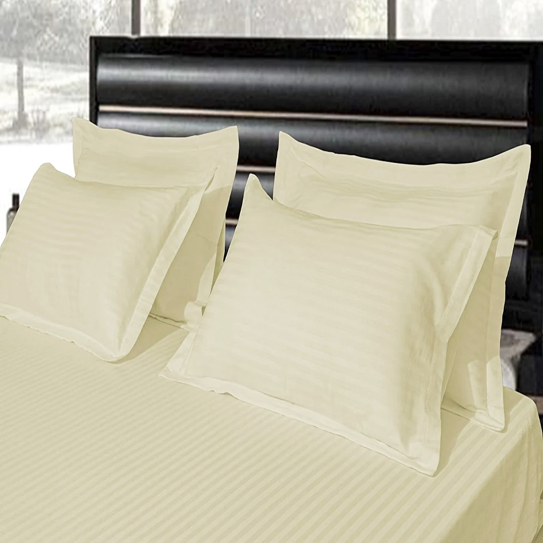 Pillow Case Premium Woven Cotton Sateen Stripe Cream 5/4