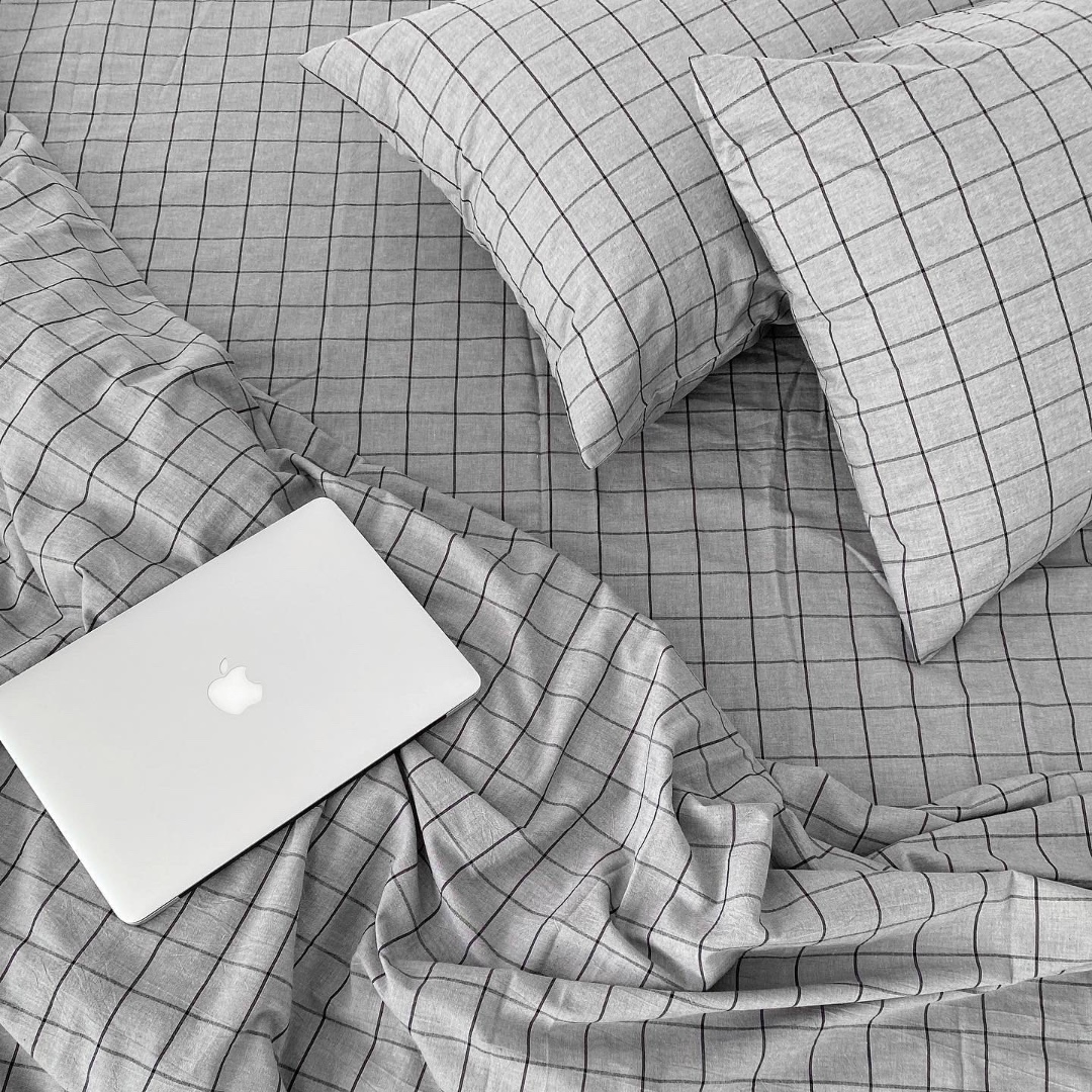 Cearshaf washed cotton grey denim square h 35