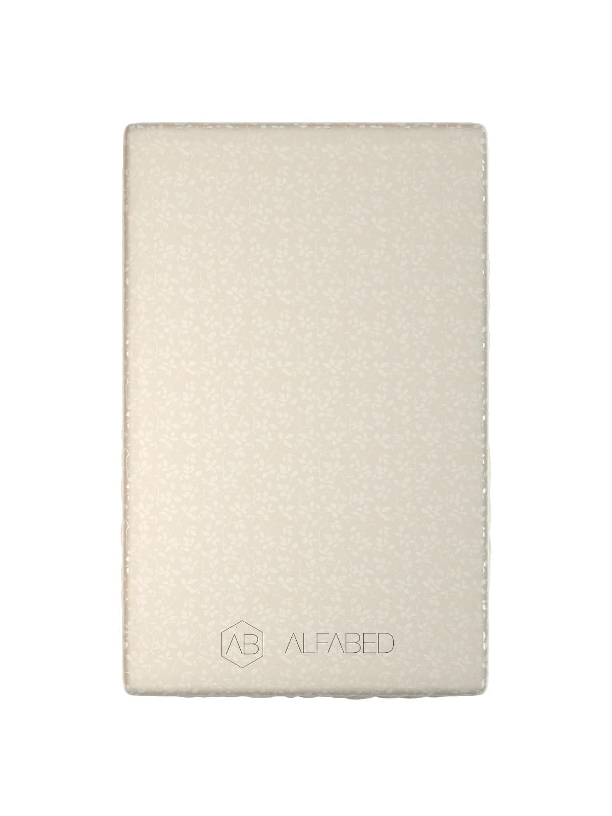 Fitted Sheet Lux Jacquard Cotton Taupe Tree Leaves H-45