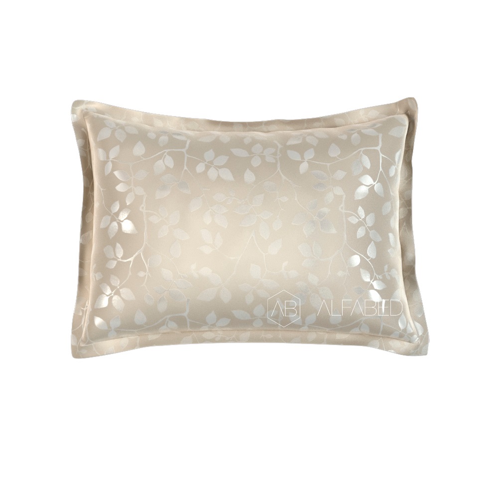 Pillow Case Lux Jacquard Cotton Taupe Tree Leaves 3/4