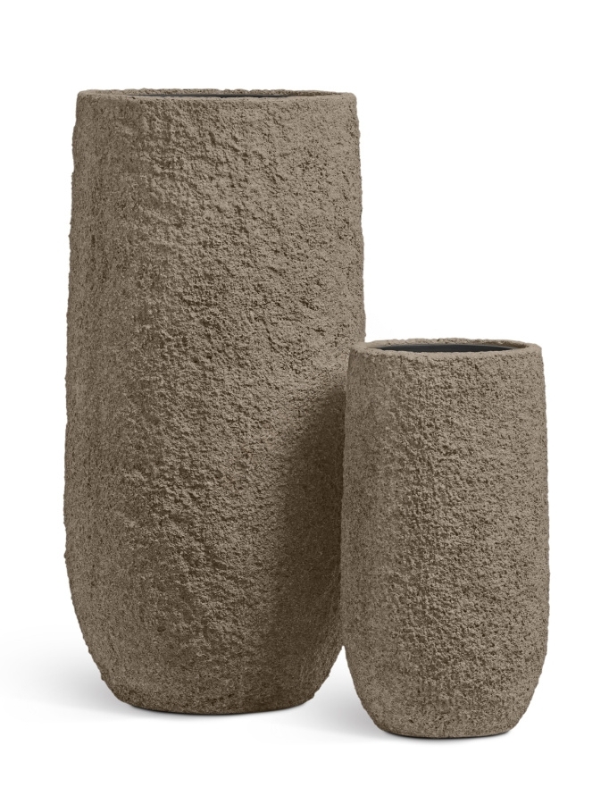 Кашпо TREEZ Effectory Terra Высокий конус тёмный беж в-55, д-30 см