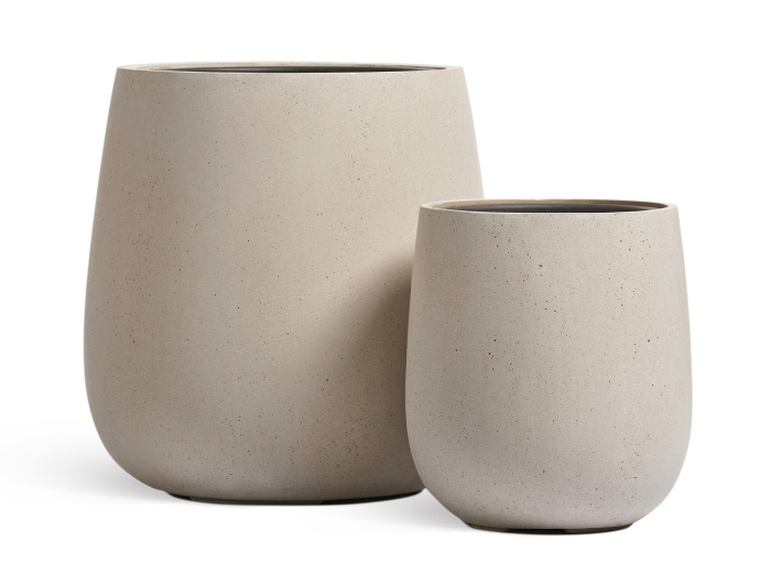 Кашпо TREEZ Effectory Beton Design-Чаша Белый песок в-35 см, д-32 см
