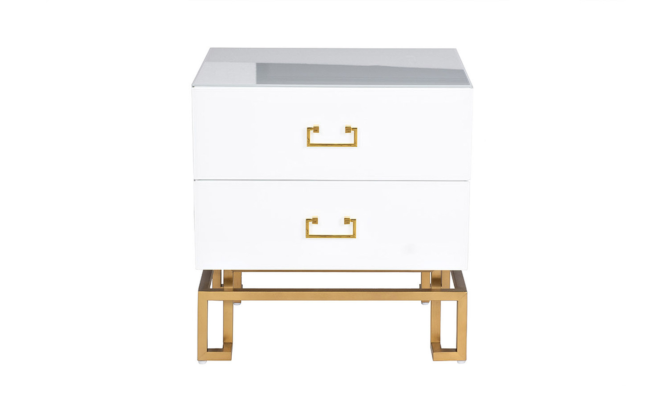 Тумба 2 ящика белая/золото KFG085