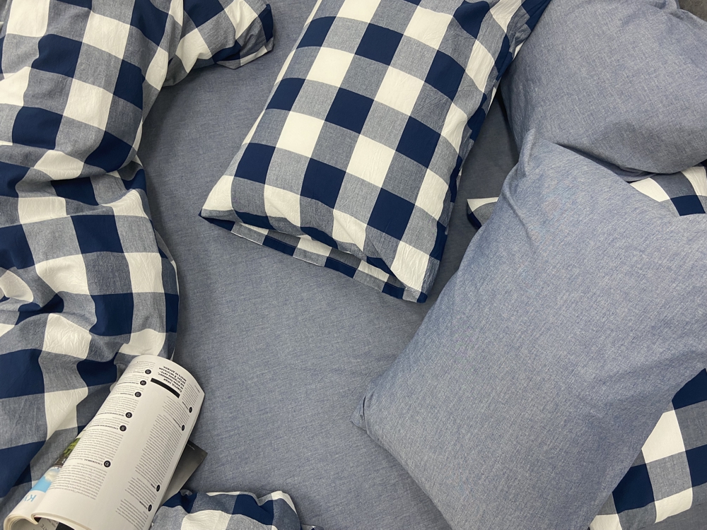 Set Lenjerie ALFABED Washed Cotton Navy Blue Square