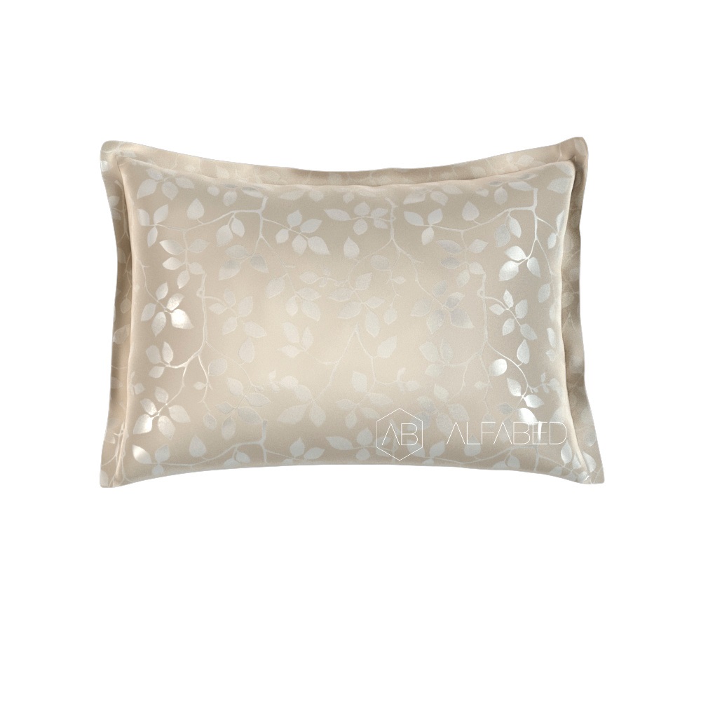 Pillow Case Lux Jacquard Cotton Taupe Tree Leaves 3/3