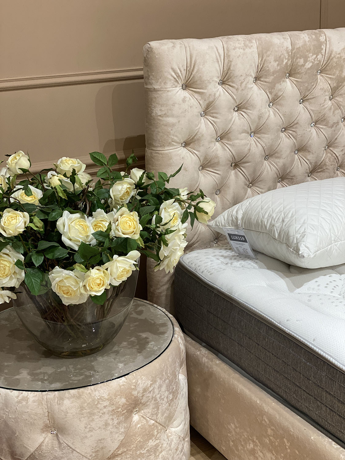 ALFABED VISION Сristale Swarovski Patul Cu Mecanism De Ridicare (Set de masa oglinda pat)11