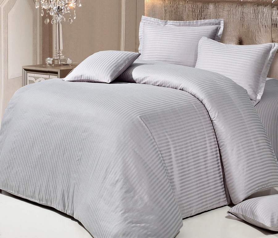 Set Lenjerie ALFABED Premium Woven Cotton Sateen Stripe Grey