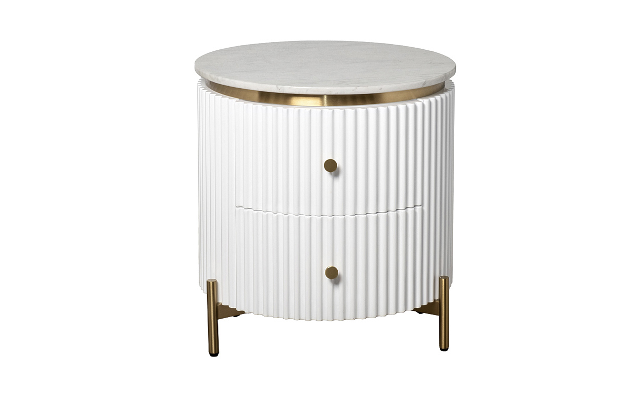 Тумбочка 2 ящика с мраморной столешницей d51*55см 77IP-GD009-TUMB/1