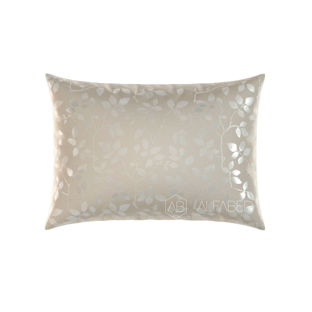 Pillow Case Lux Jacquard Cotton Taupe Tree Leaves Standart 4/0