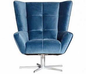 Кресло Hopkin вращающееся синее велюровое