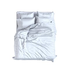 Set Premium Woven Cotton Sateen Stripe White