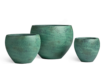 Кашпо TREEZ Effectory Iron зелёный антик, в-39 см, д-40 см