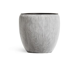 Кашпо TREEZ Effectory Wow Конус-Чаша Слоновая кость с рельефом в-46 см, д-49 см