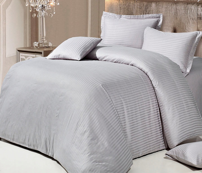 ALFABED Premium Woven Cotton Sateen Stripe Grey