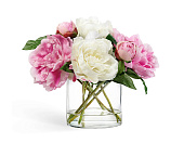 Товар Композиция Бело-розовые Пионы в-28, д-ш 34х30 см в овальной вазе с водой 1/4 добавлен в корзину