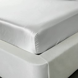 Fitted Sheet 100% Silk Sparkling Silver