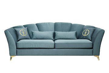 Диван Annette трехместный без мех,велюр бирюз.Colt1004/зол 