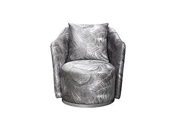 Кресло Verona вращающееся,вельвет принт листья Valdes110-SER/хром 