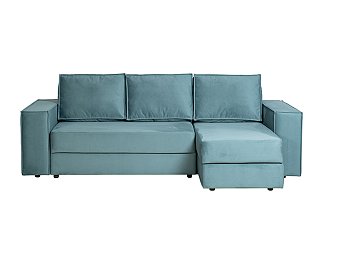 Диван Bergamo трехм.раскл.угл. правый вел.бирюз.Vel43 250*160*90