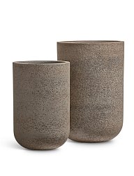 Кашпо TREEZ Effectory Granit Высокий округлый цилиндр Серый беж д-50, в-74 см