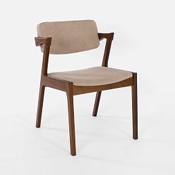 Кай бежевая ткань, массив дерева береза (цвет орех) для кафе, ресторана, дома, кухни