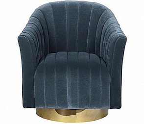 Кресло Catlin вращающееся голубое велюровое
