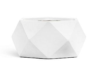 Кашпо TREEZ ERGO Rombo Низкая чаша-многогранник Белый камень д-58, в-28 см